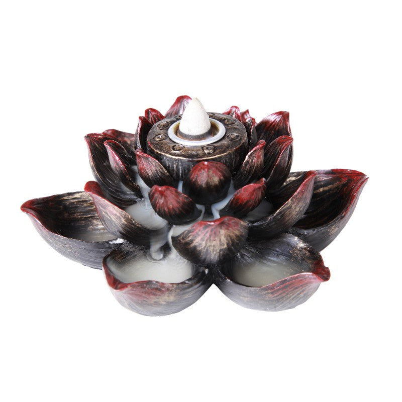 Burner, Incense, Stick, Cone, Lotus, Dark Red/Black