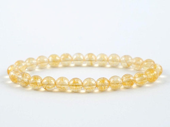 Citrine Round Bracelet, 6mm