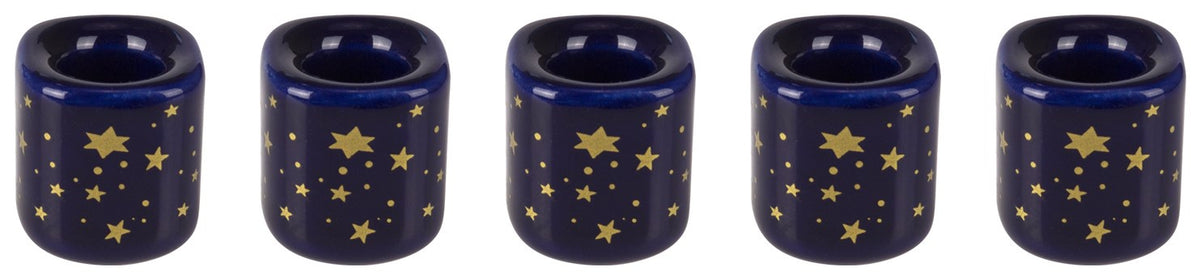 Candle Holder, Ritual, Gold Stars, Navy Blue