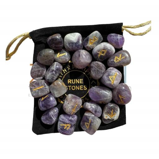 Runes, Crystal Runes with Bag, Amethyst