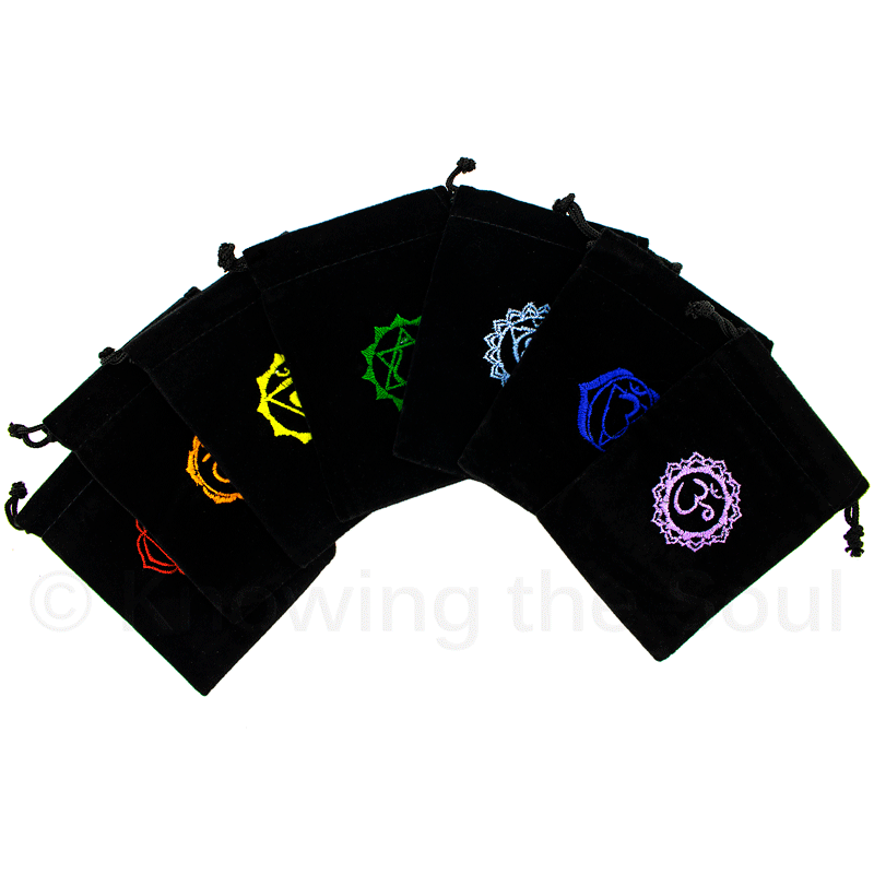 Velvet Bag Embroidered Individual Chakra Symbol: Throat, 5" x 7"
