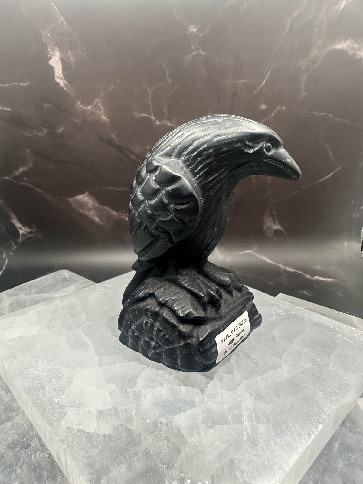 Figurine, Raven, Black Obsidian, Medium