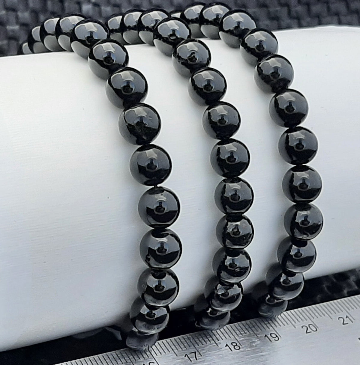 Tourmaline Black Round Bracelet, 8mm RETAIL