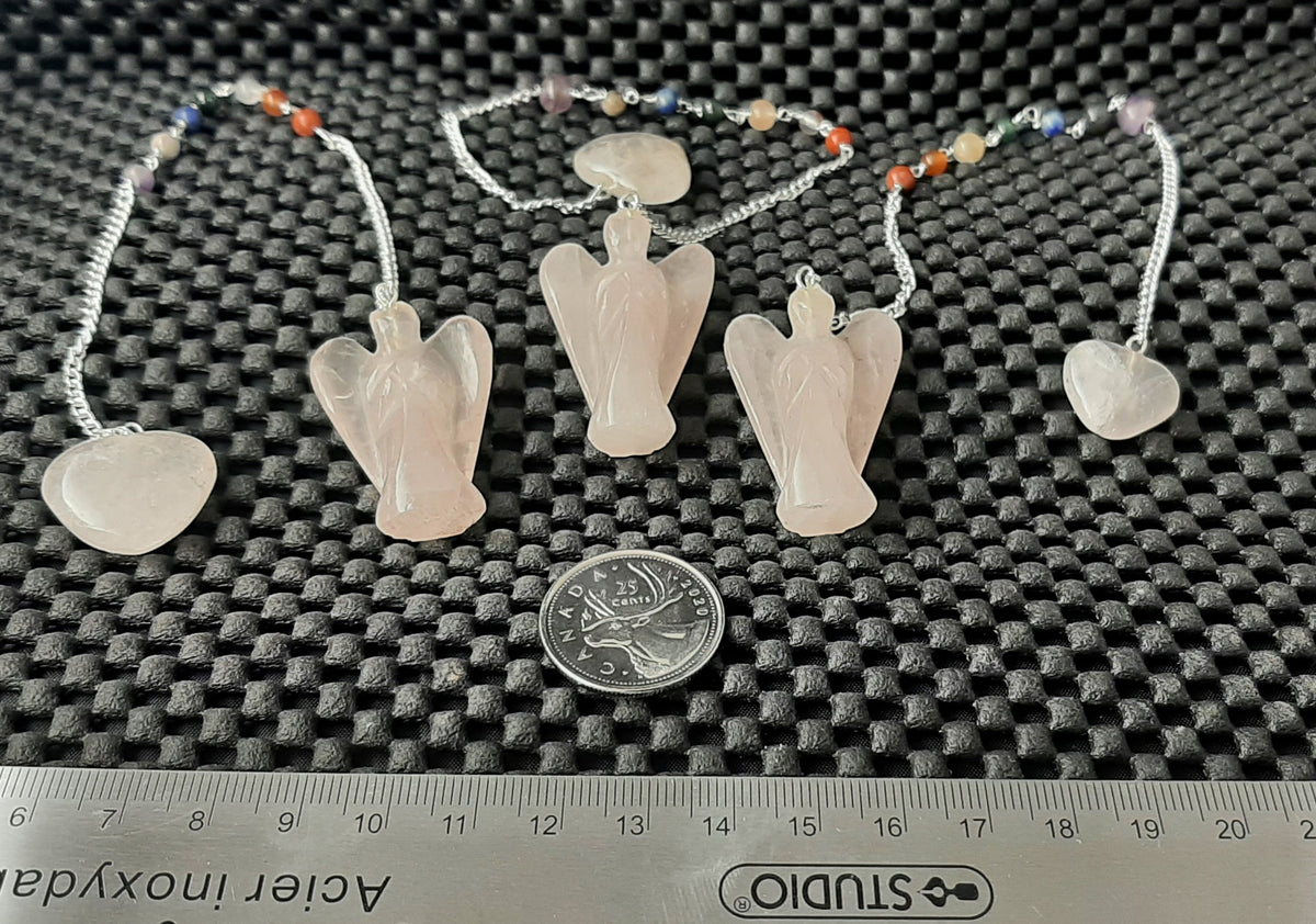 Pendulum, Angel - Rose Quartz with Chakra Chain Retail