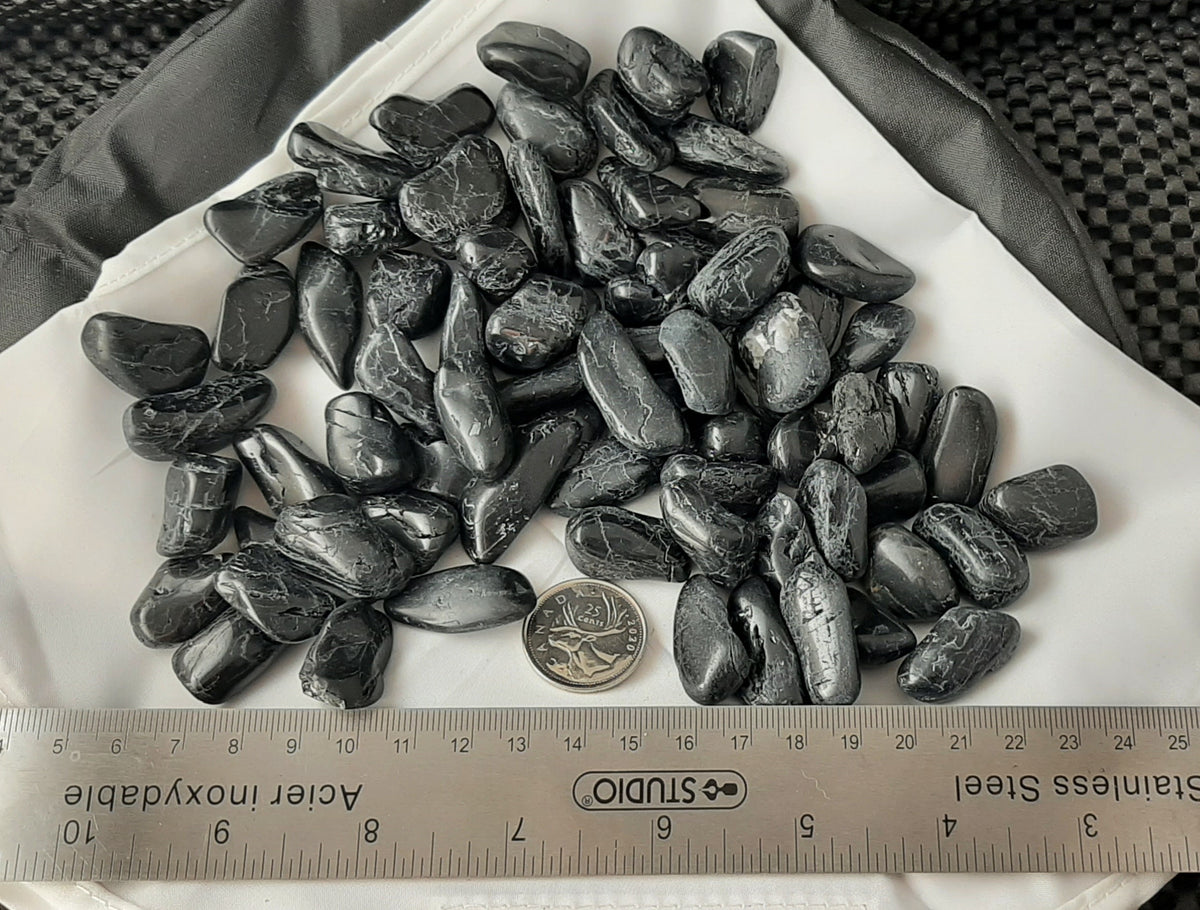 Black Tourmaline Tumble by 500g, Small ~15mm - 25mm