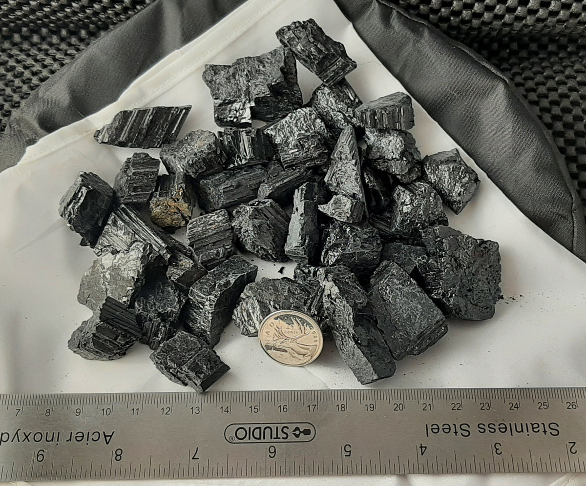 Black Tourmaline Rough by 500g, Small ~1"