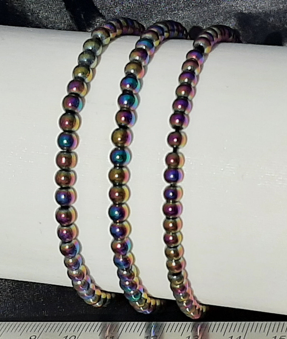 Hematite Rainbow Round Bracelet, 4mm RETAIL