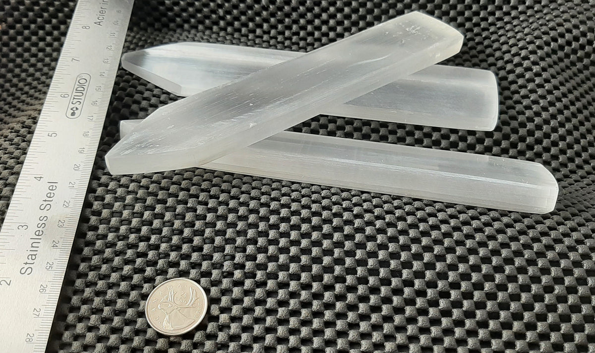 Selenite Flat Wand with Point, Polished RETAIL