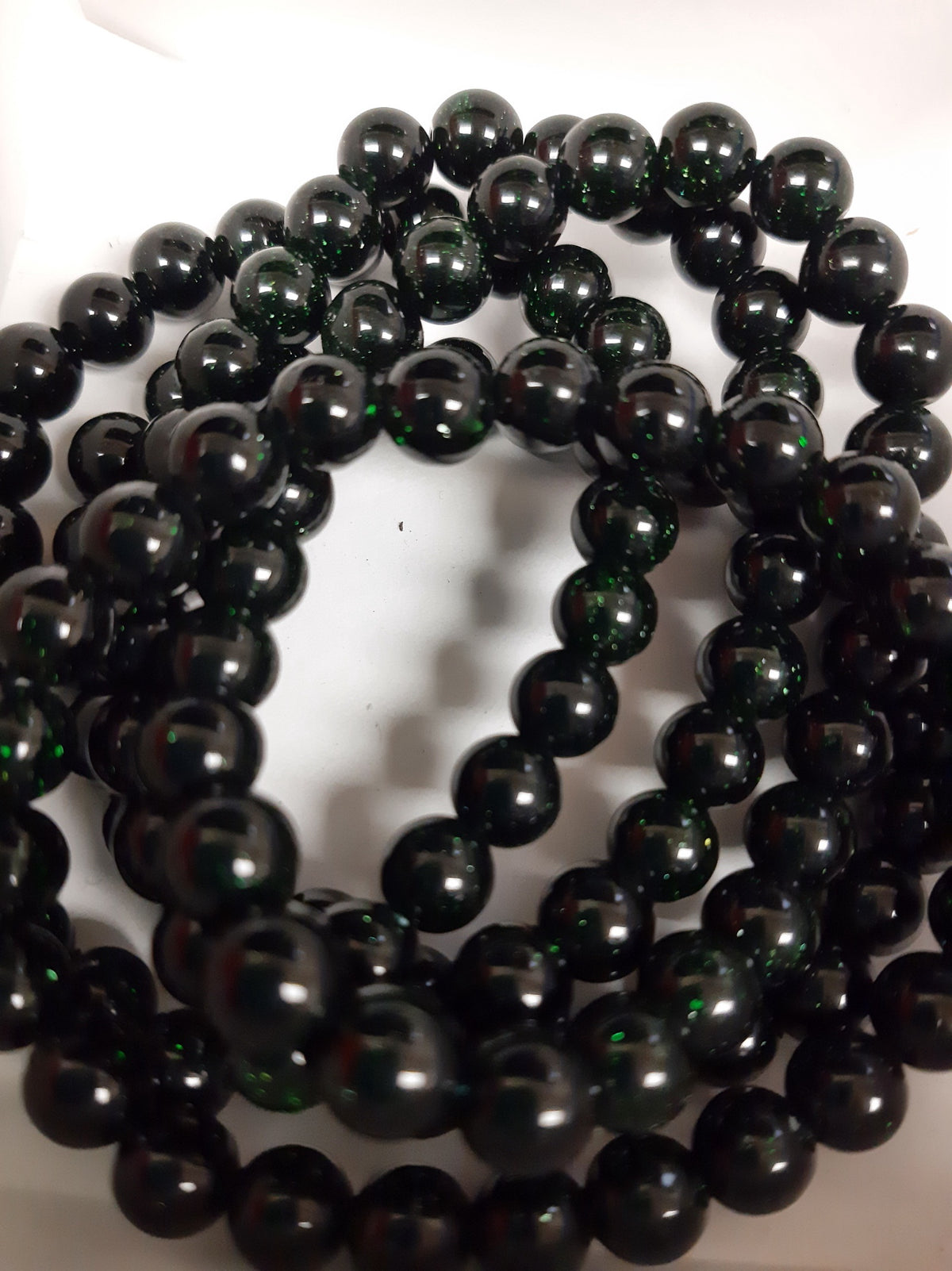 Goldstone Green Round Bracelet, 8mm RETAIL