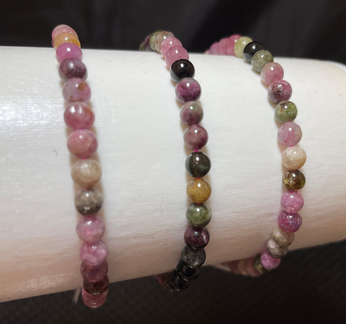 Tourmaline Mix Round Bracelet, 4mm RETAIL