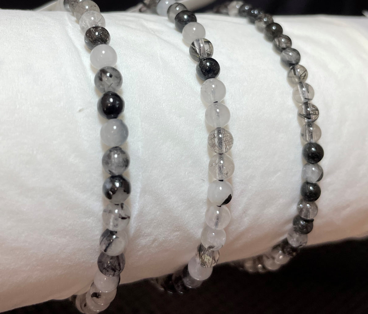 Quartz Tourmalized Round Bracelet, 4mm RETAIL
