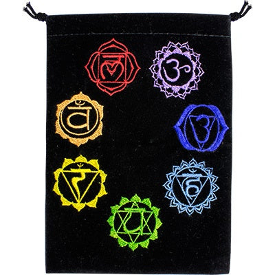 Velvet Bag Embroidered Chakras, 5" x 7", RETAIL