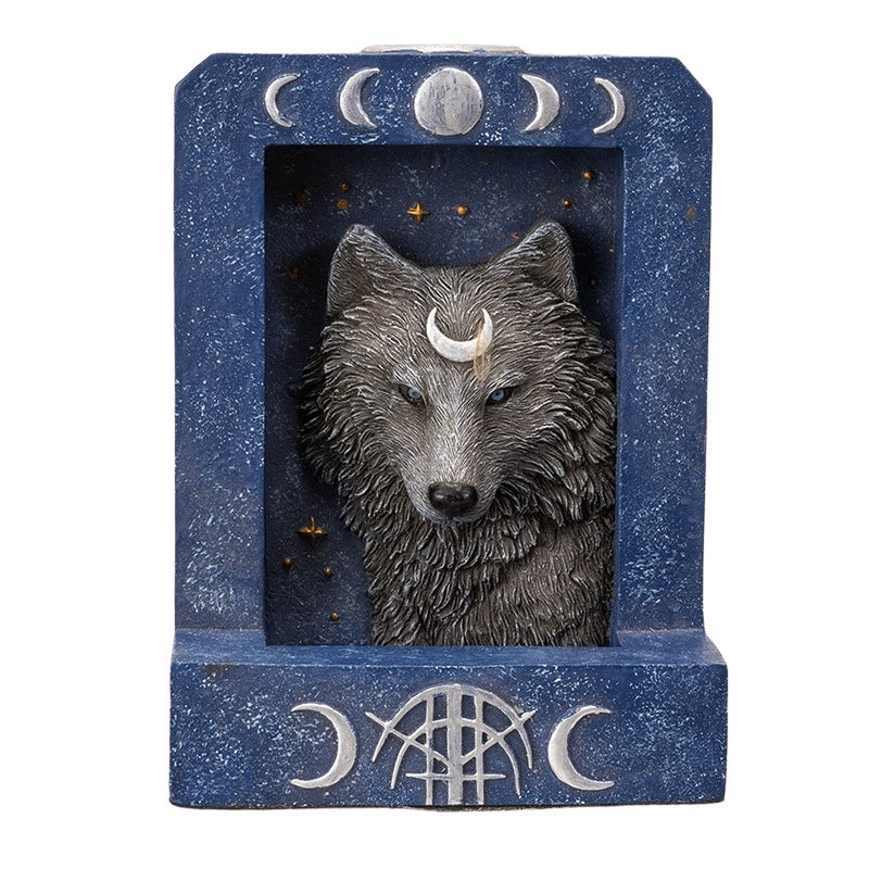 Backflow Incense Burner Moon Phase Wolf