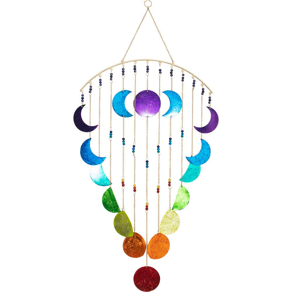 Wall Hanging, Meta;l, Mobile Moon Phases Chakra 19inx34.5in