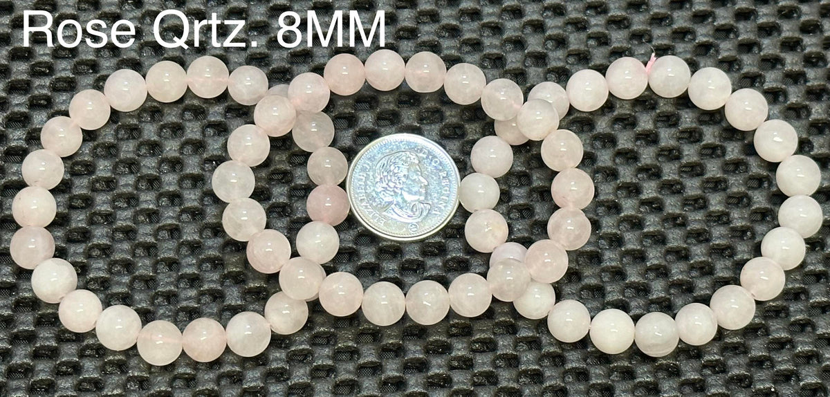 Quartz Rose Round Bracelet, 8mm RETAIL