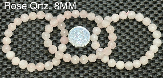 Quartz Rose Round Bracelet, 8mm RETAIL