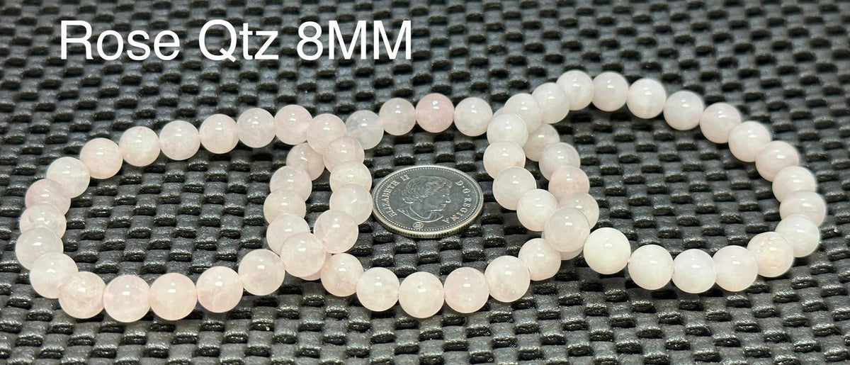 Quartz Rose Round Bracelet, 8mm RETAIL
