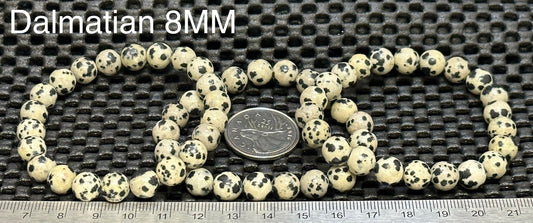 Jasper Dalmatian Round Bracelet, 8mm RETAIL