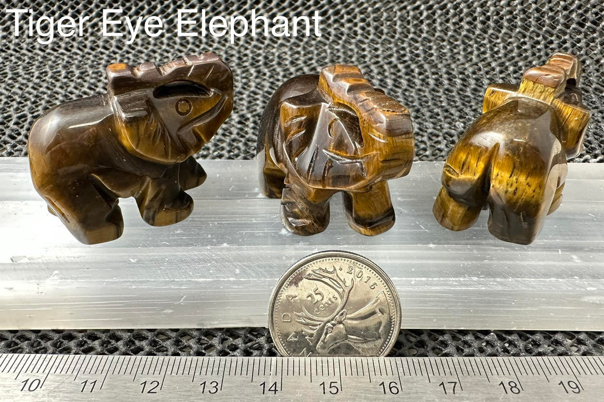 Elephant Figurine 1.5", Assorted Stones RETAIL