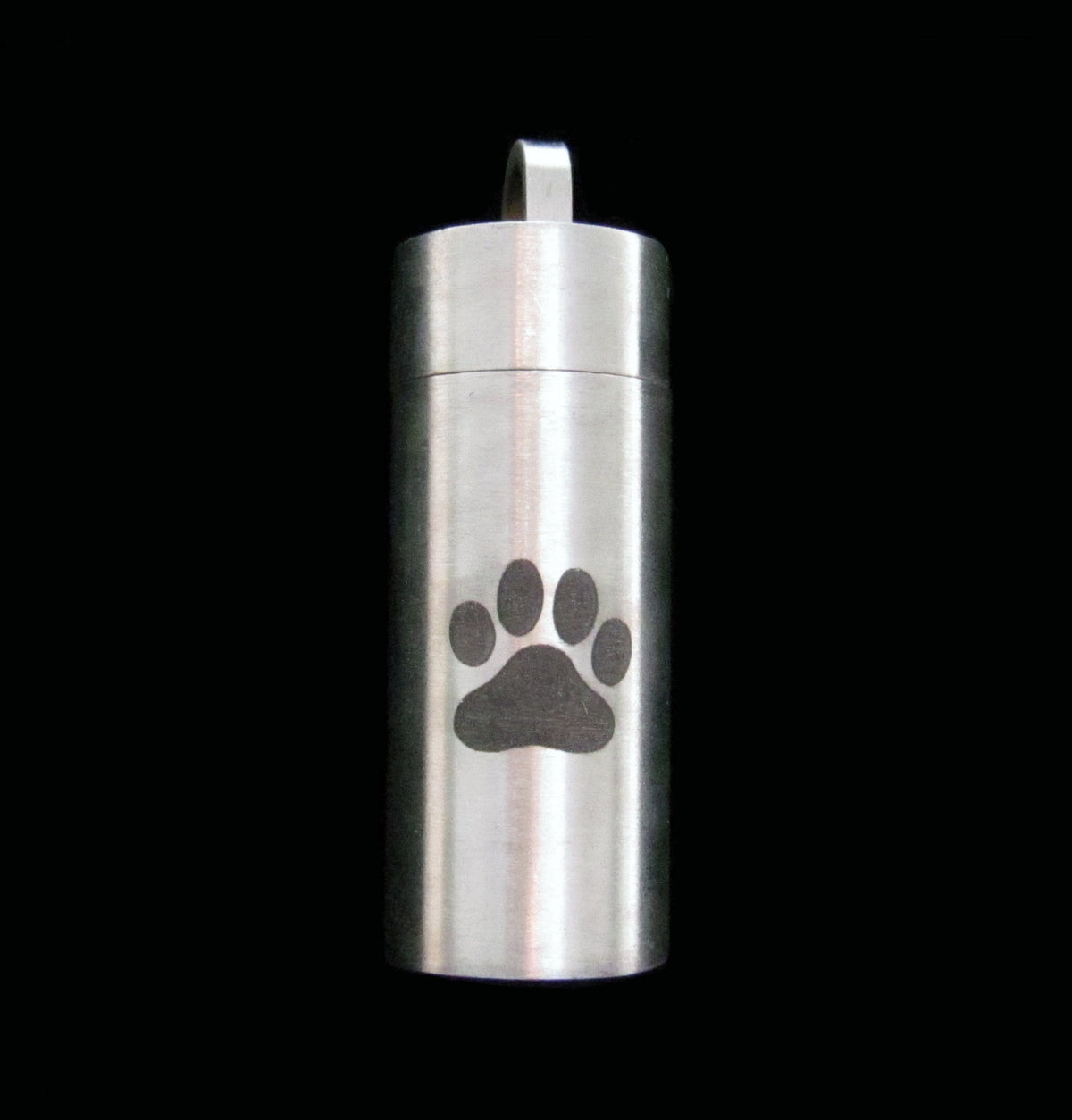 Pendant Vial Dog Paw Stainless Steel on Cardstock