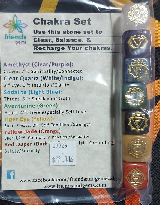 Chakra Set with Instructions, Dice, Heart, Reiki, Individual