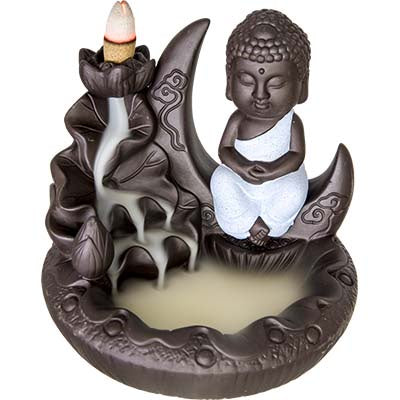 Burner, Backflow Incense, Ceramic, Zisha Buddha