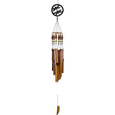Bamboo Wind Chime Dragonflies & Coloured Beads 26"