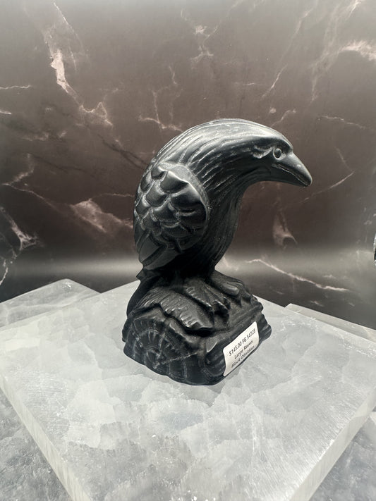 Figurine, Raven, Black Obsidian, Medium