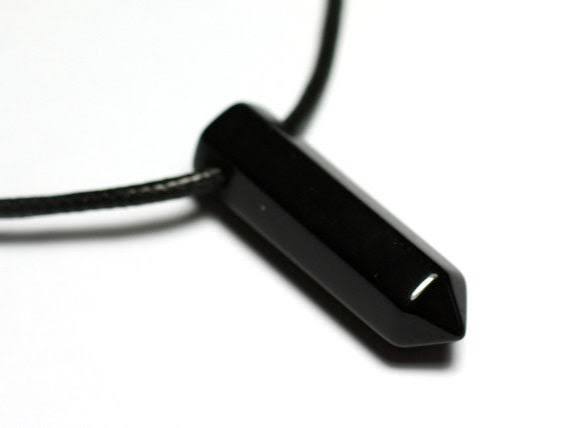 Pendant, Pencil Point on Cord 2", Assorted Stones RETAIL