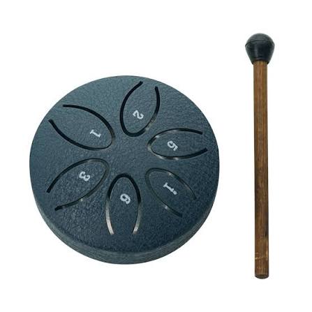 Steel Tongue Drum, 6in, Metal with mallets and case