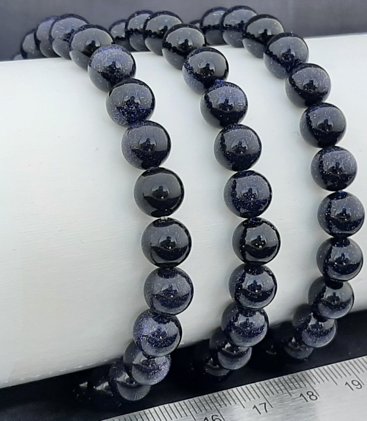 Goldstone Blue Round Bracelet, 8mm RETAIL