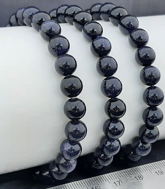 Goldstone Blue Round Bracelet, 8mm RETAIL