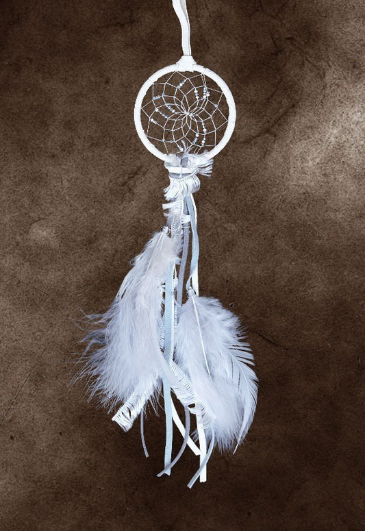 Dreamcatcher, 2.5", Winter White with Blue