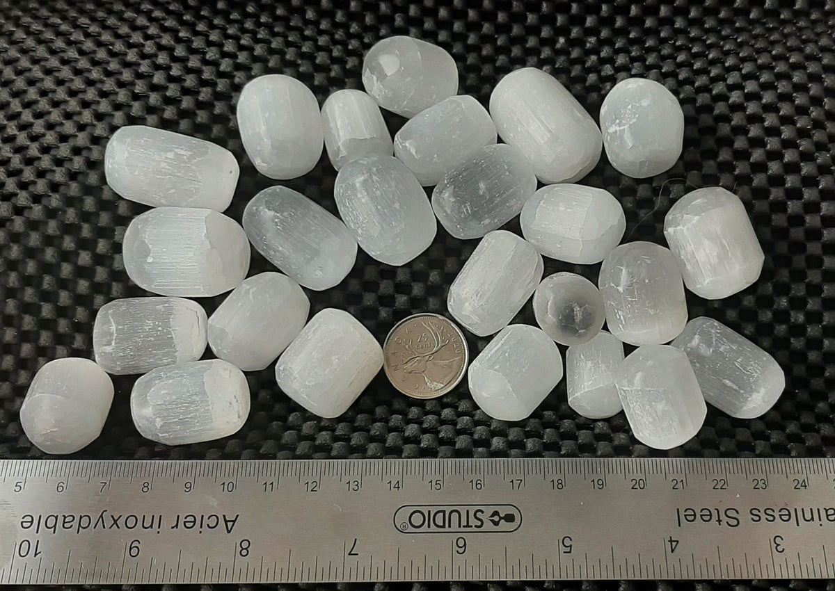 White Selenite Tumble Polished, Small, 30pc