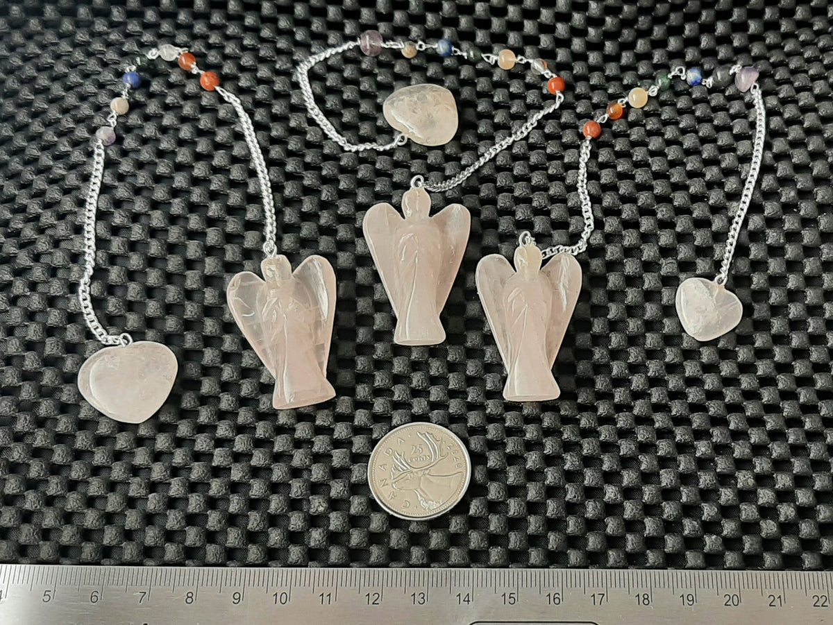 Pendulum, Angel - Rose Quartz with Chakra Chain Retail