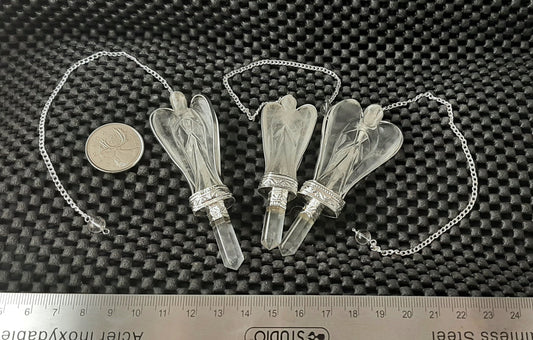 Pendulum, Angel - Clear Quartz with Clear Quartz Point Retail