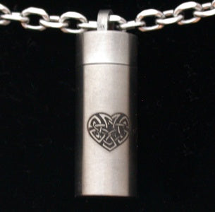 Pendant Vial Celtic Heart Stainless Steel on Cardstock