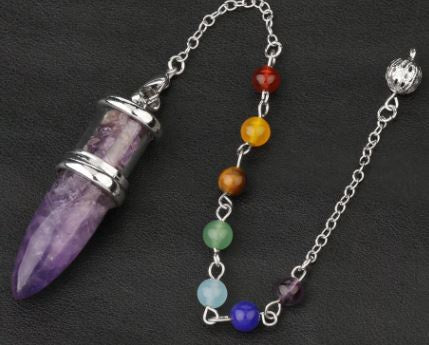 Pendulum, Bullet/Glass Chamber with Chakra Chain - Retail