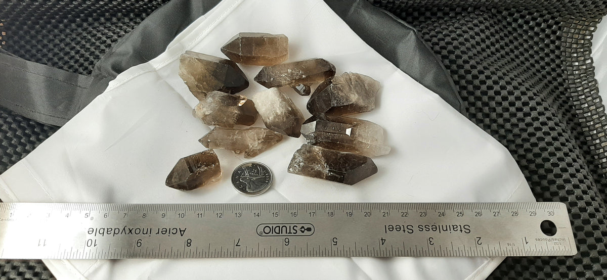 Smoky Quartz Points Raw by 250g, Small Less ~1"