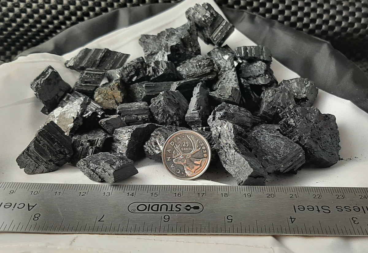 Black Tourmaline Rough by 500g, Small ~1"