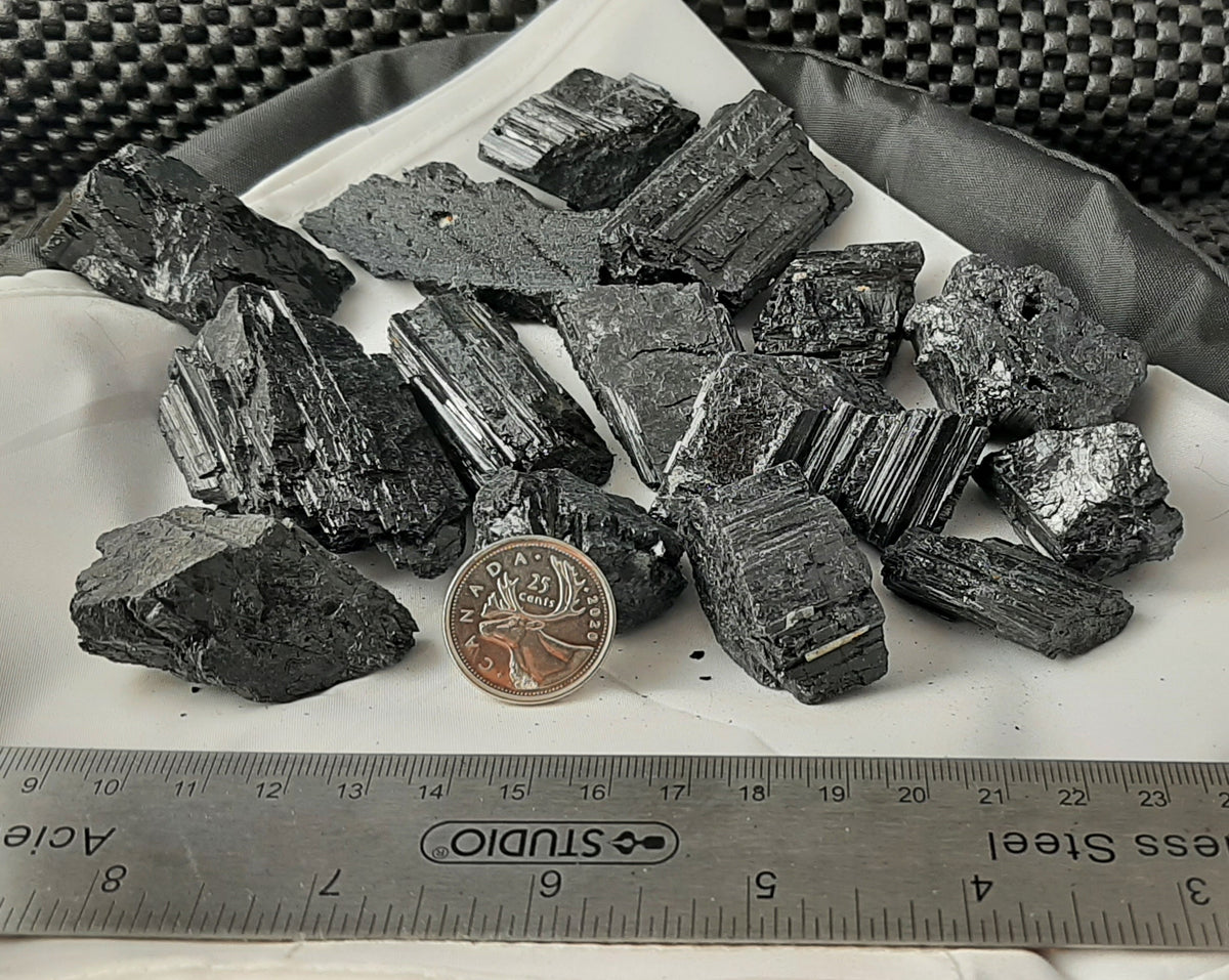 Black Tourmaline Rough by 500g, Medium ~2"