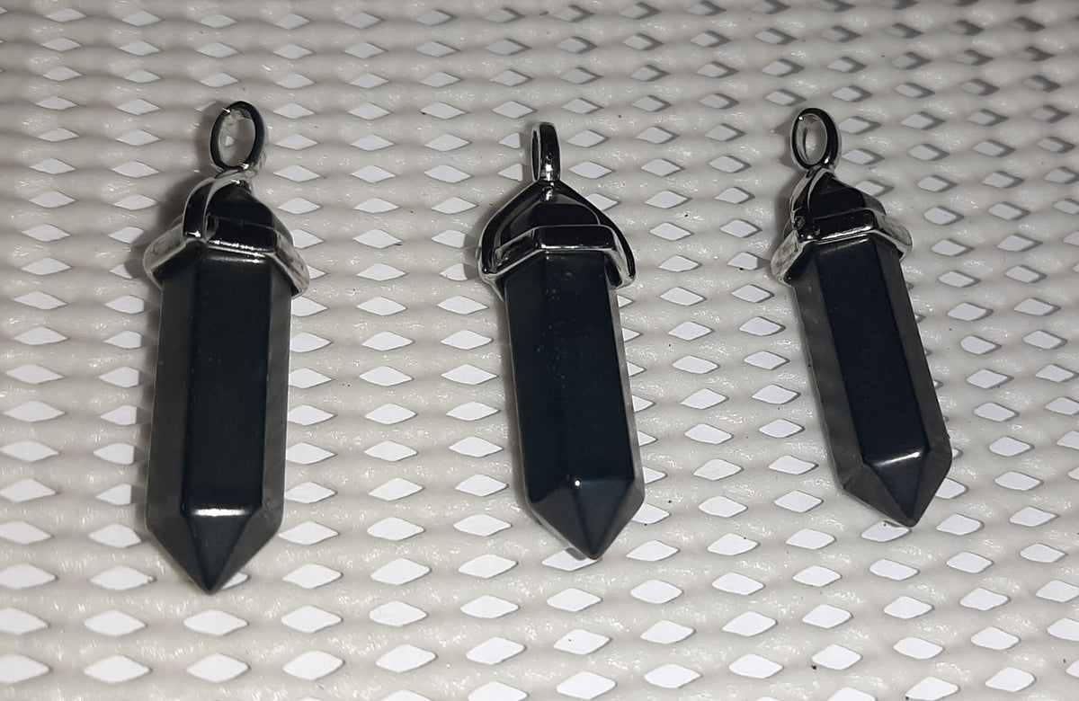 Hexagonal Double Point Pendant, Silver Plate, 35mm RETAIL