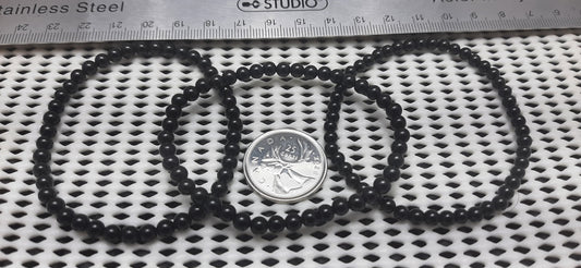 Tourmaline Black Round Bracelet, 4mm RETAIL