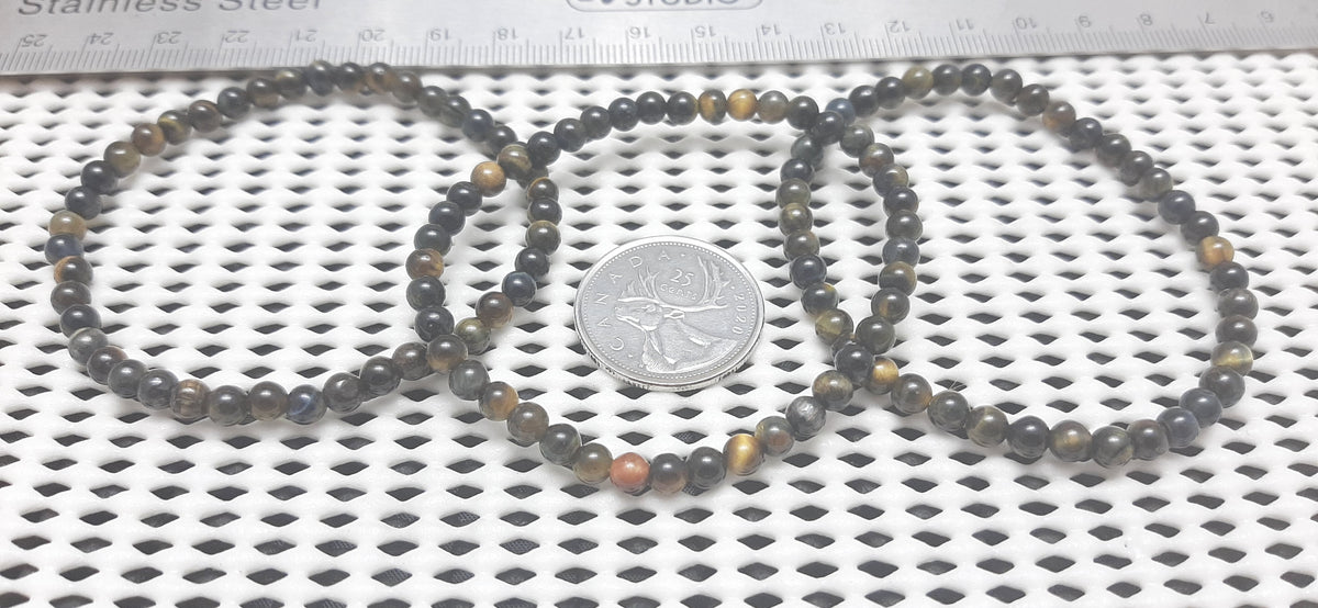 Tiger Eye Blue Round Bracelet, 4mm RETAIL