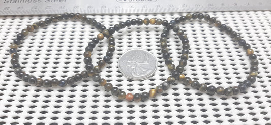 Tiger Eye Blue Round Bracelet, 4mm RETAIL
