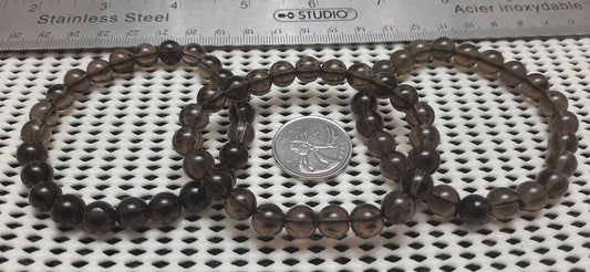 Quartz Smoky Round Bracelet, 8mm RETAIL
