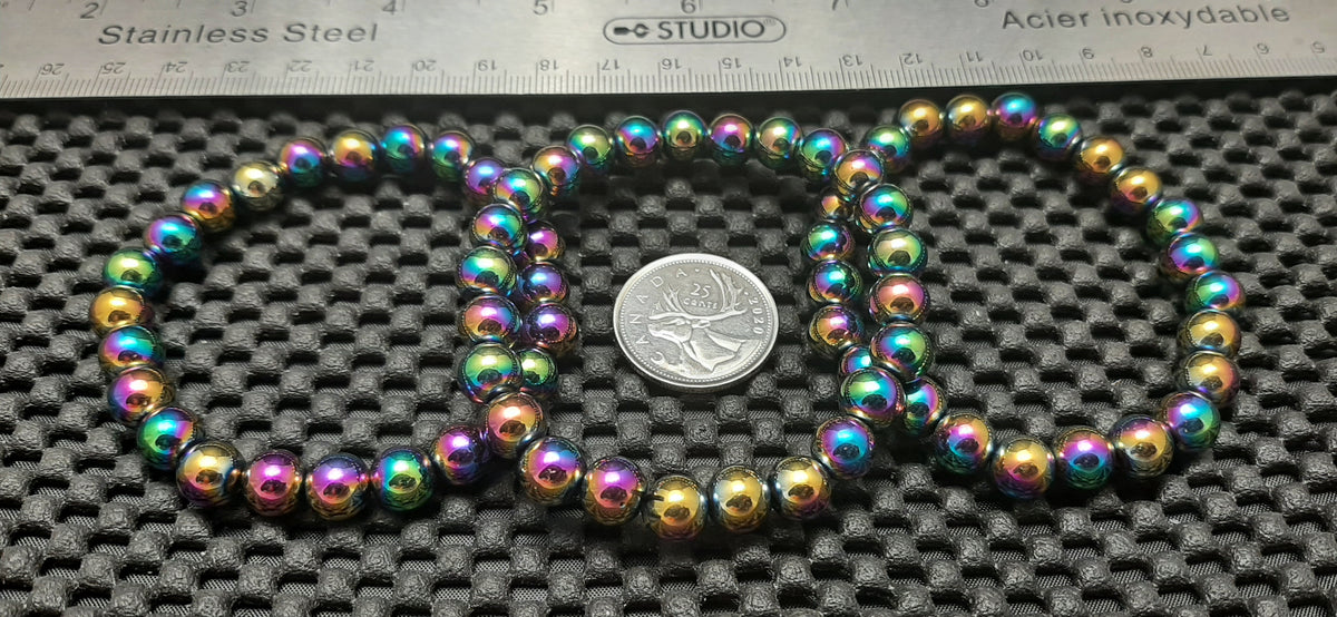 Hematite Rainbow Round Bracelet, 8mm RETAIL