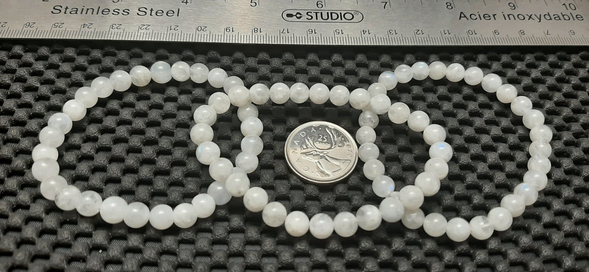 Moonstone Rainbow Round Bracelet, 6mm RETAIL