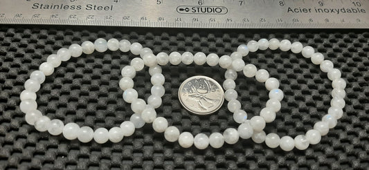 Moonstone Rainbow Round Bracelet, 6mm RETAIL