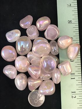 Angel Aura on Rose Quartz Tumble by 250g